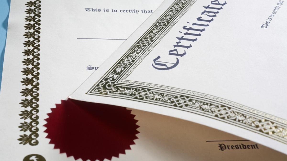 stock photo of certificate